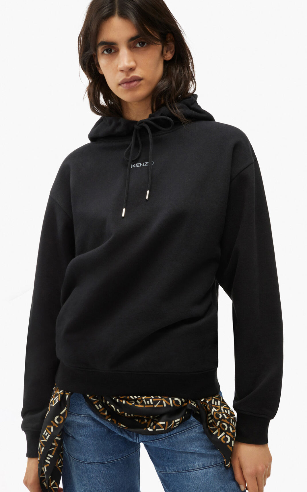 Sweat A Capuche Kenzo Micro Logo Femme Noir | JPWT-12630